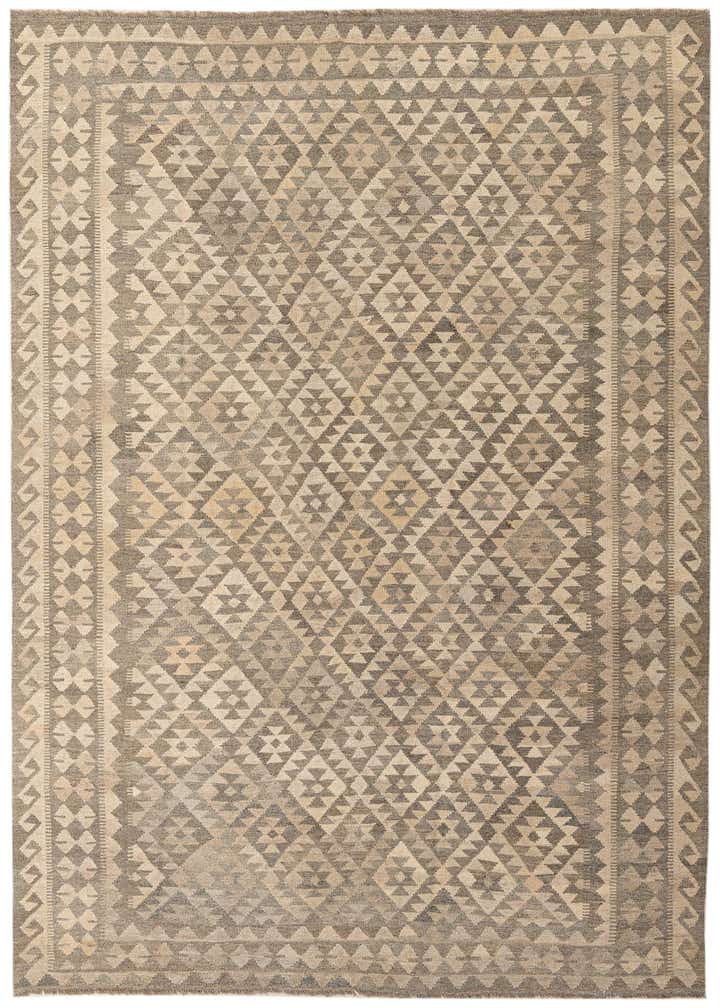 6' 10 x 9' 9 Hand Woven Kilim Maymana Wool Rug