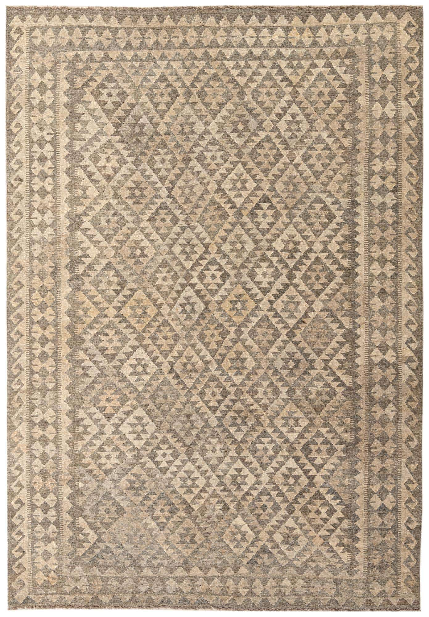6' 10 x 9' 9 Hand Woven Kilim Maymana Wool Rug