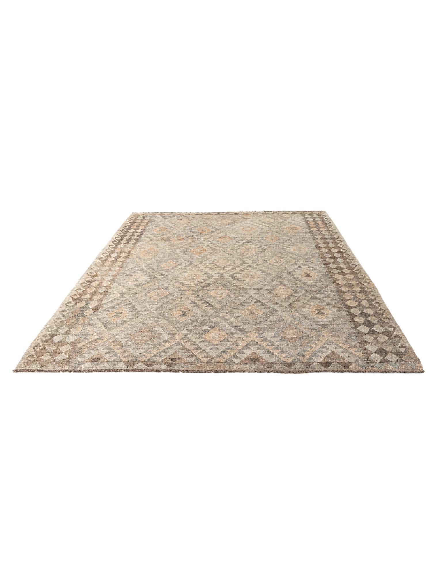 7' 1 x 9' 11 Hand Woven Kilim Maymana Wool Rug