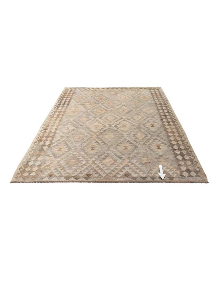 7' 1 x 9' 11 Hand Woven Kilim Maymana Wool Rug