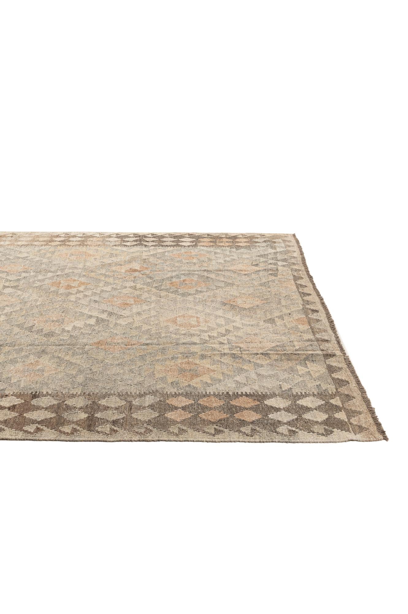 7' 1 x 9' 11 Hand Woven Kilim Maymana Wool Rug