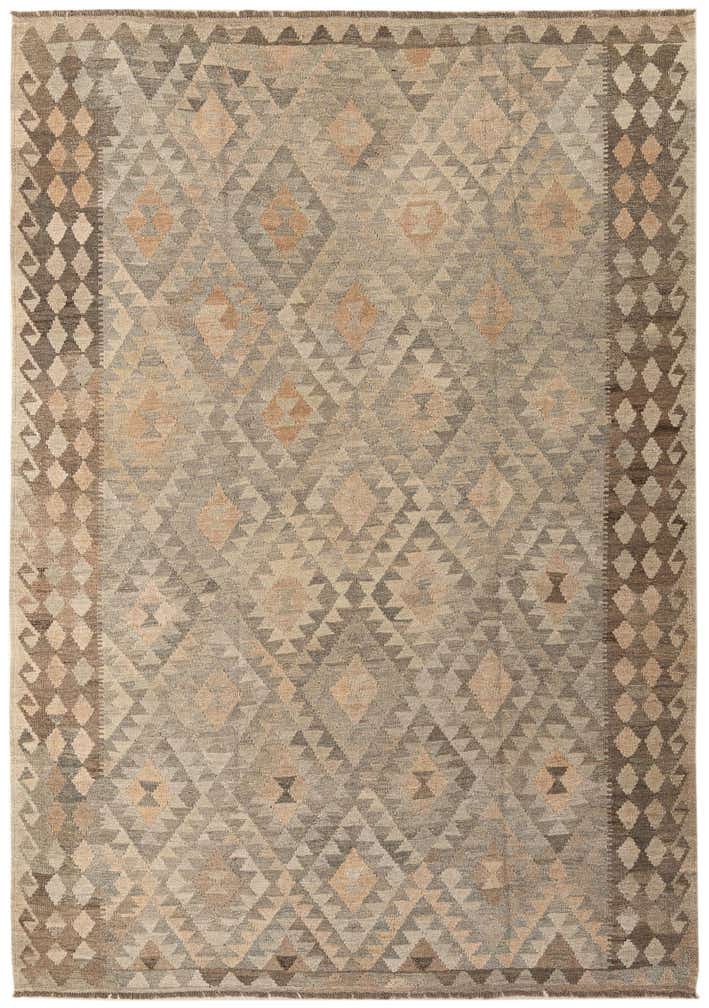 7' 1 x 9' 11 Hand Woven Kilim Maymana Wool Rug