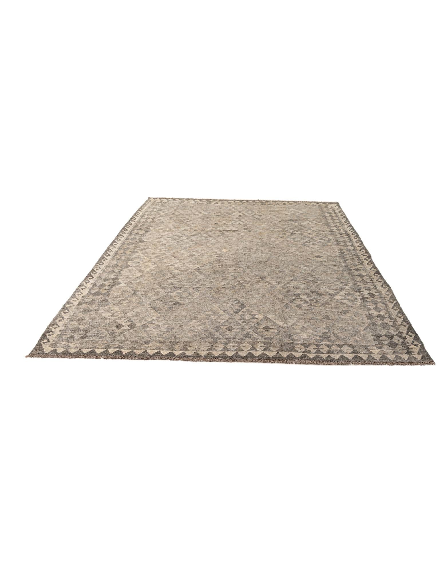 6' 10 x 9' 8 Hand Woven Kilim Maymana Wool Rug