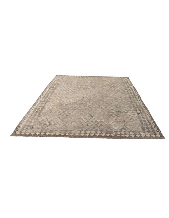 6' 10 x 9' 8 Hand Woven Kilim Maymana Wool Rug