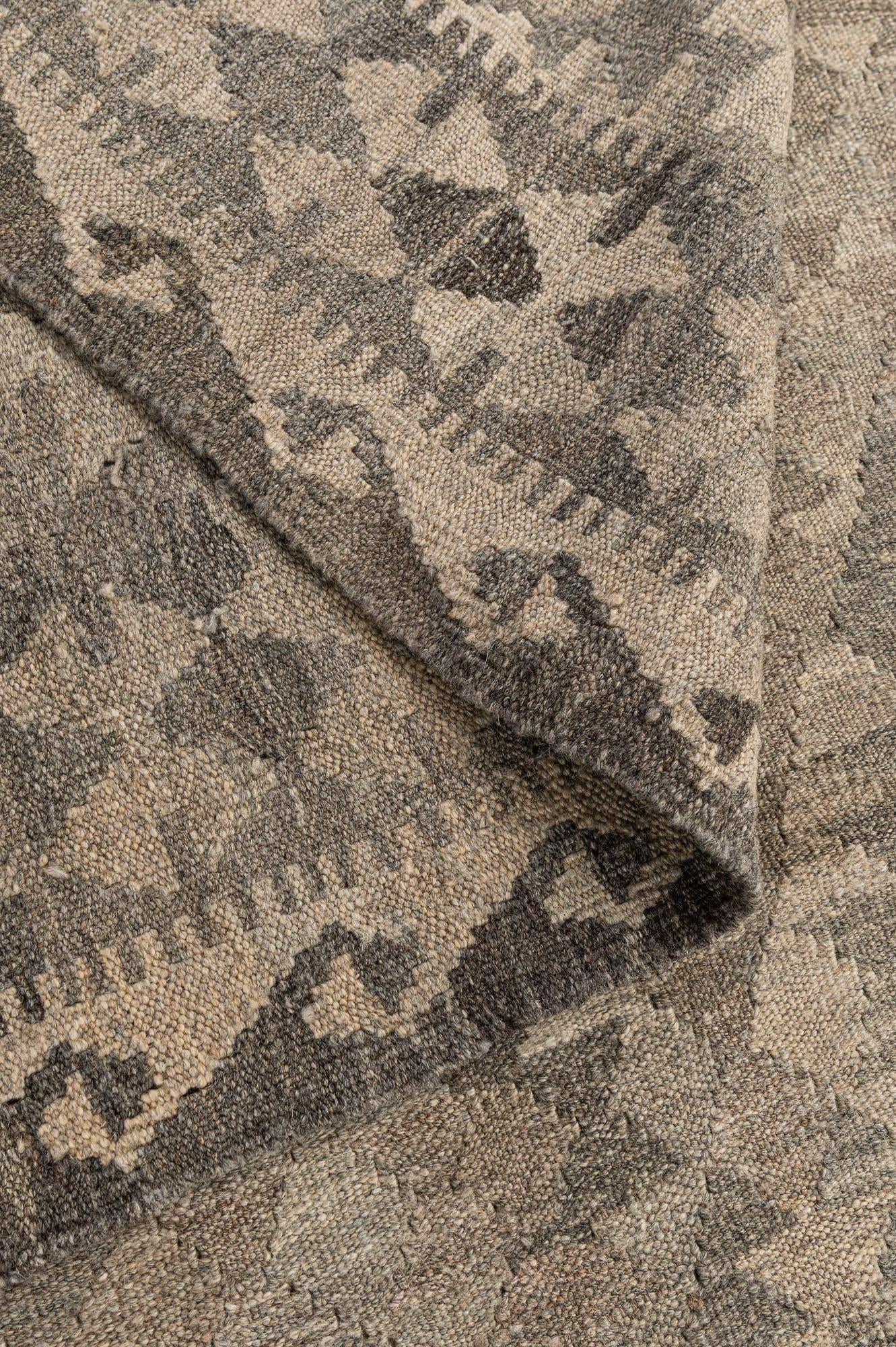 6' 10 x 9' 8 Hand Woven Kilim Maymana Wool Rug