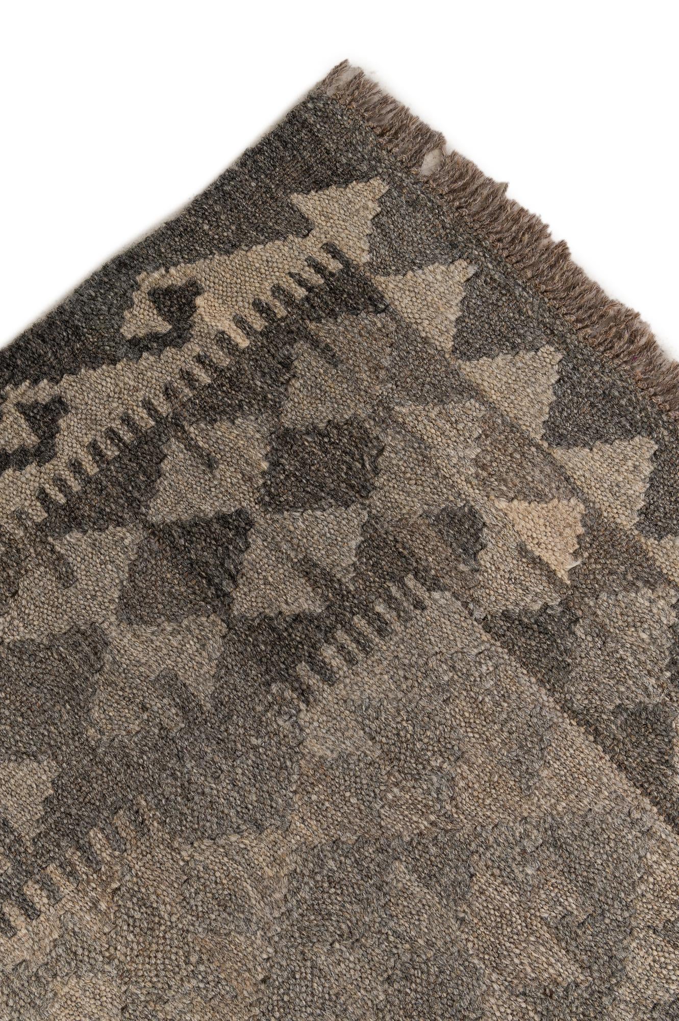 6' 10 x 9' 8 Hand Woven Kilim Maymana Wool Rug