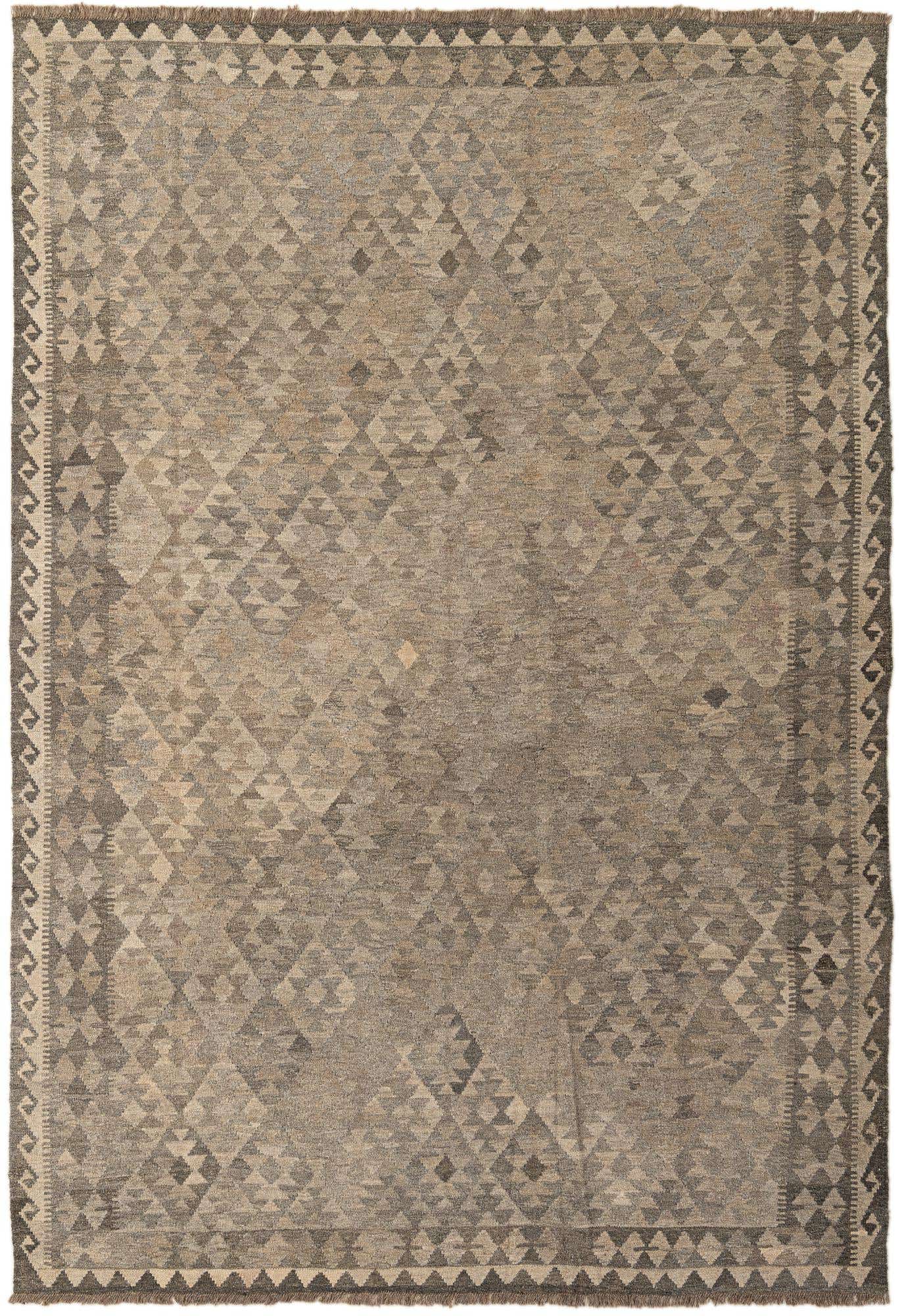 6' 10 x 9' 8 Hand Woven Kilim Maymana Wool Rug
