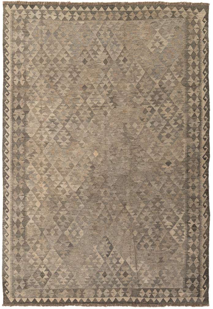 6' 10 x 9' 8 Hand Woven Kilim Maymana Wool Rug