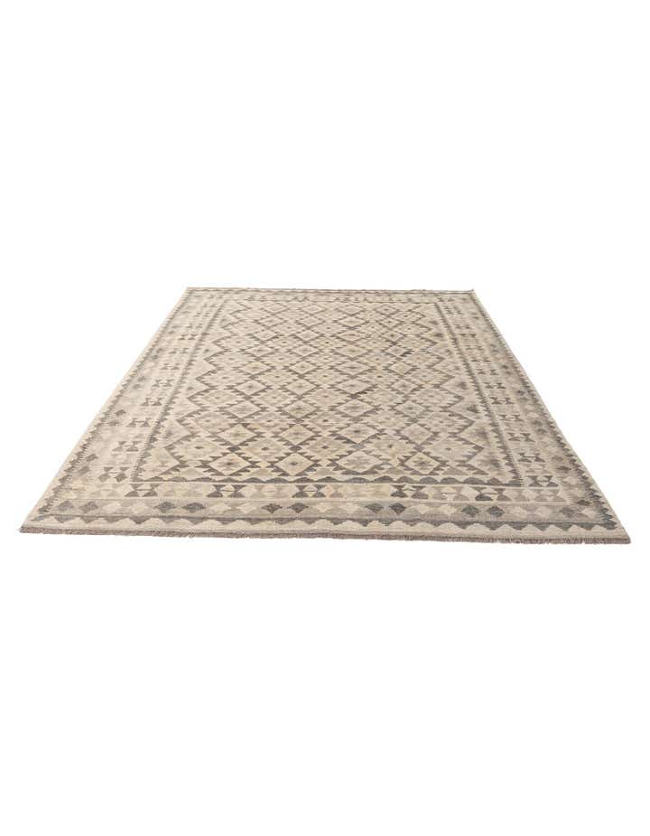 6' 11 x 9' 11 Hand Woven Kilim Maymana Wool Rug