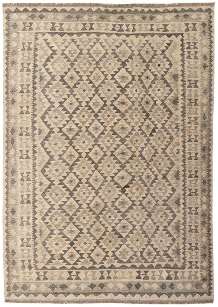 6' 11 x 9' 11 Hand Woven Kilim Maymana Wool Rug