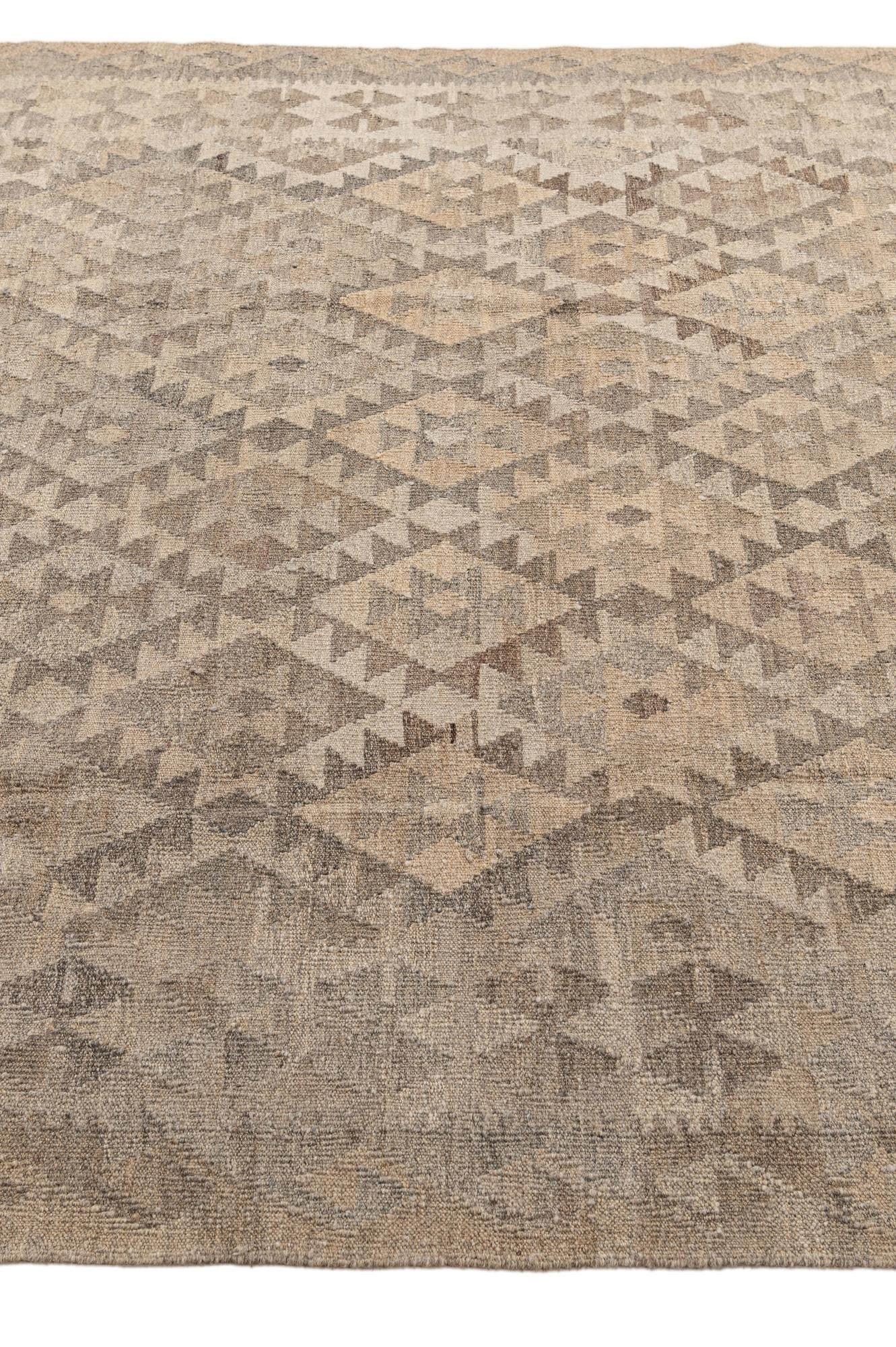 6' 10 x 10' Hand Woven Kilim Maymana Wool Rug