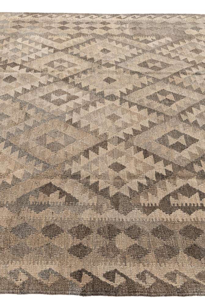 7' x 9' 9 Hand Woven Kilim Maymana Wool Rug