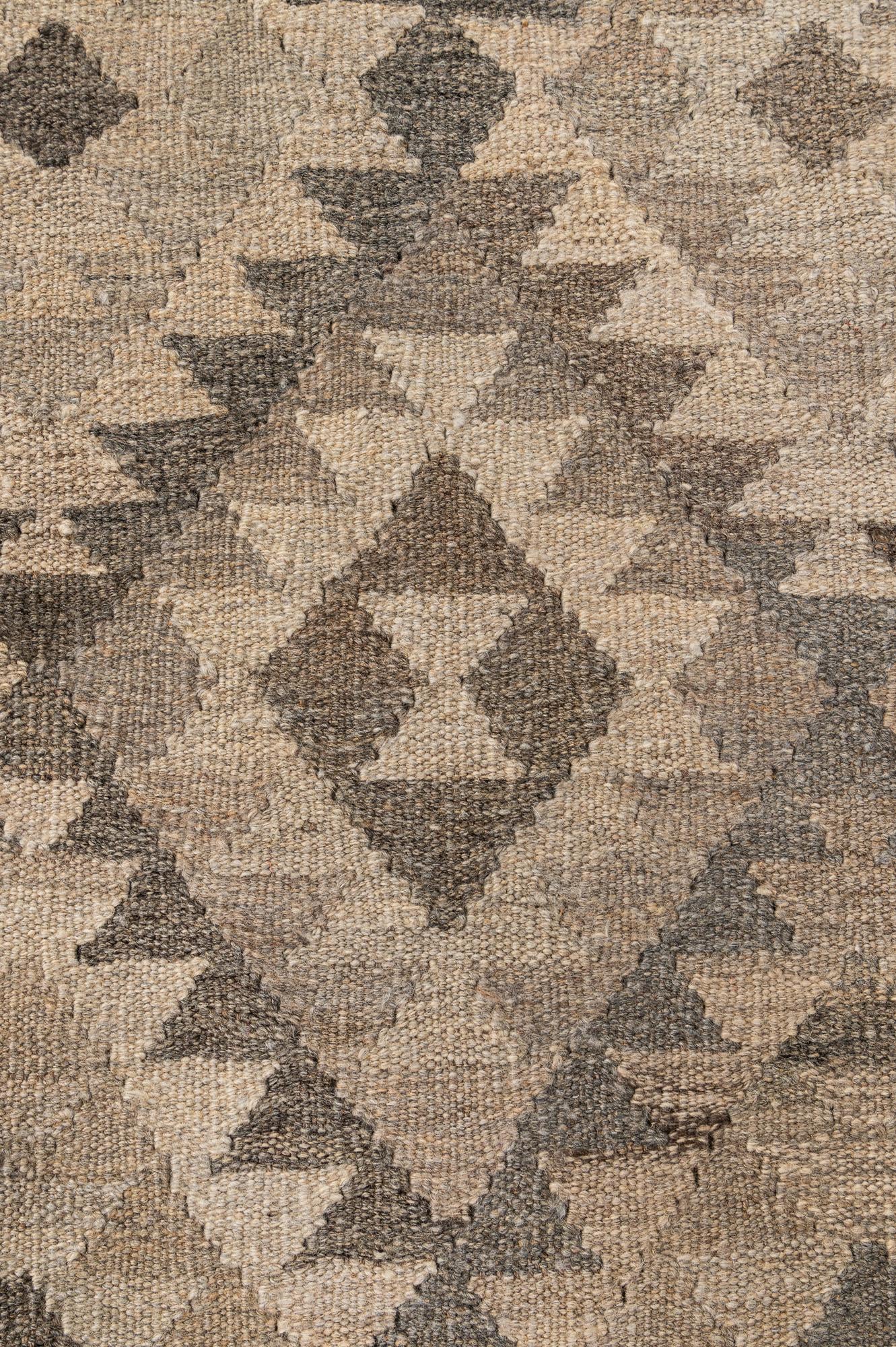 7' x 9' 9 Hand Woven Kilim Maymana Wool Rug