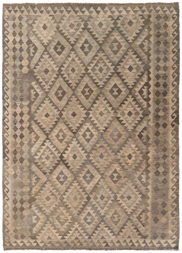 7' x 9' 9 Hand Woven Kilim Maymana Wool Rug