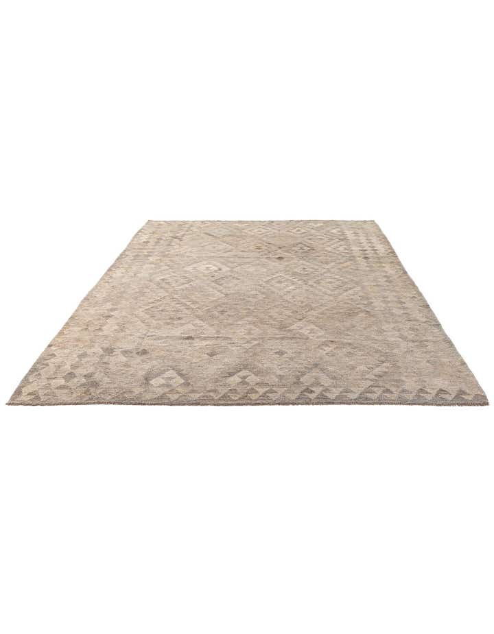 6' 9 x 9' 9 Hand Woven Kilim Maymana Wool Rug