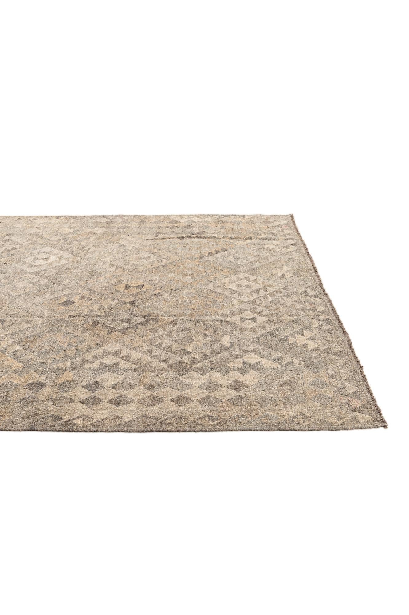 6' 9 x 9' 9 Hand Woven Kilim Maymana Wool Rug