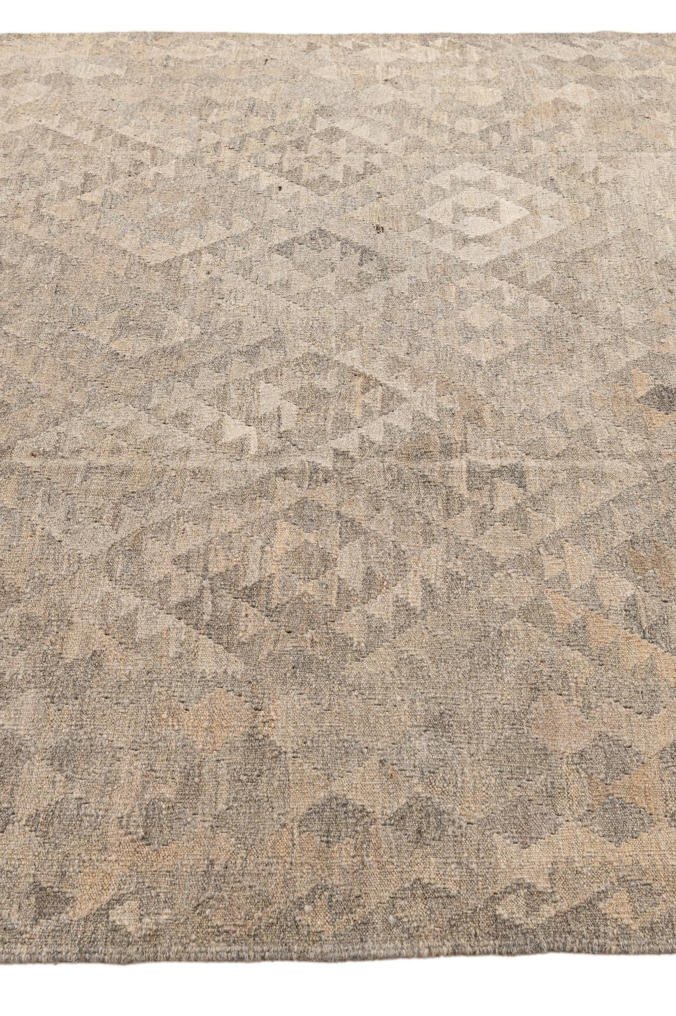 6' 9 x 9' 9 Hand Woven Kilim Maymana Wool Rug