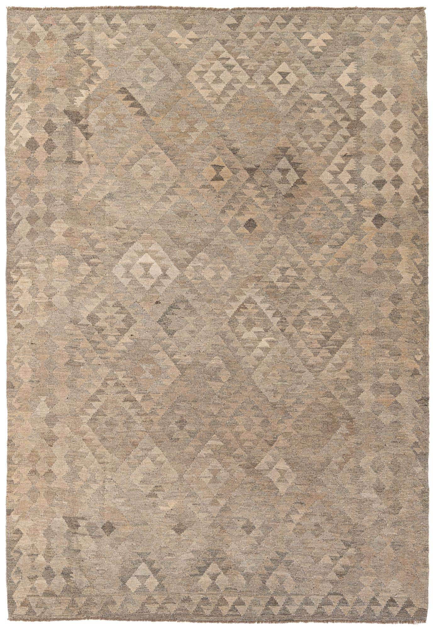 6' 9 x 9' 9 Hand Woven Kilim Maymana Wool Rug