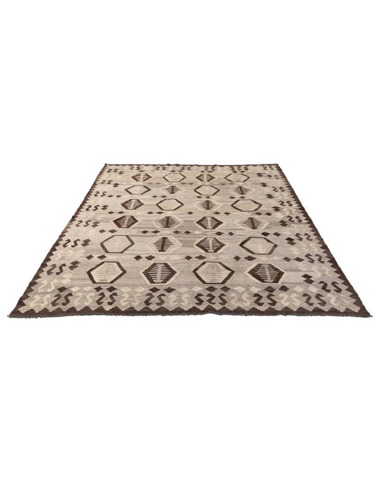 Detail image of 6' 10 x 9' 8 Hand Woven Kilim Maymana Wool Rug