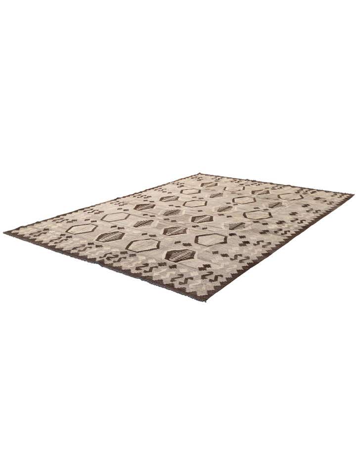 6' 10 x 9' 8 Hand Woven Kilim Maymana Wool Rug