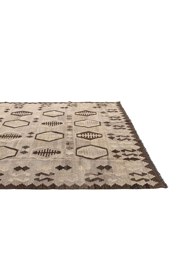 6' 10 x 9' 8 Hand Woven Kilim Maymana Wool Rug