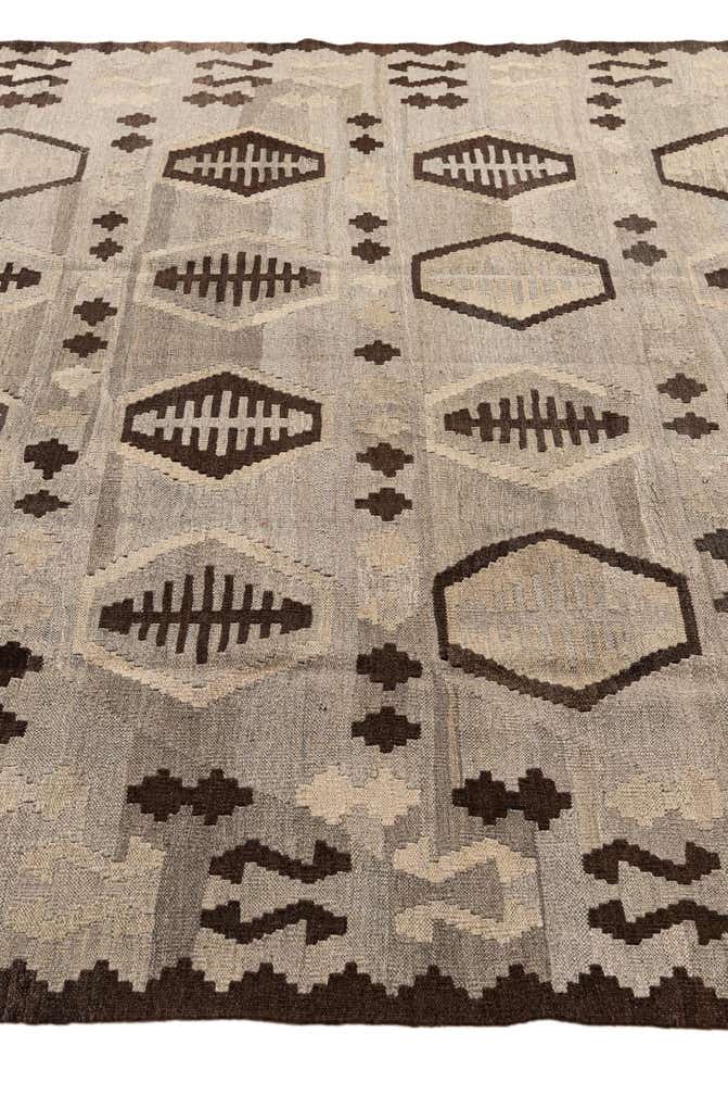 6' 10 x 9' 8 Hand Woven Kilim Maymana Wool Rug
