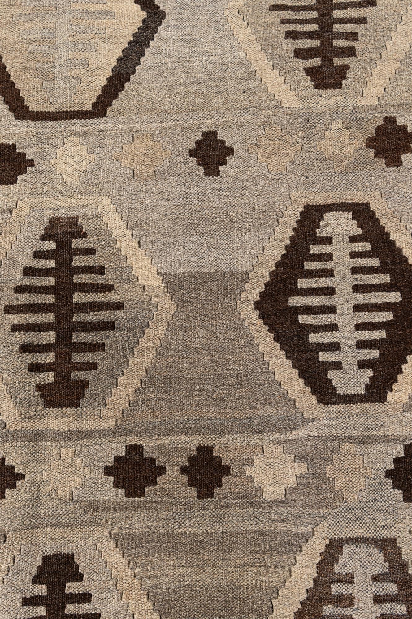 6' 10 x 9' 8 Hand Woven Kilim Maymana Wool Rug