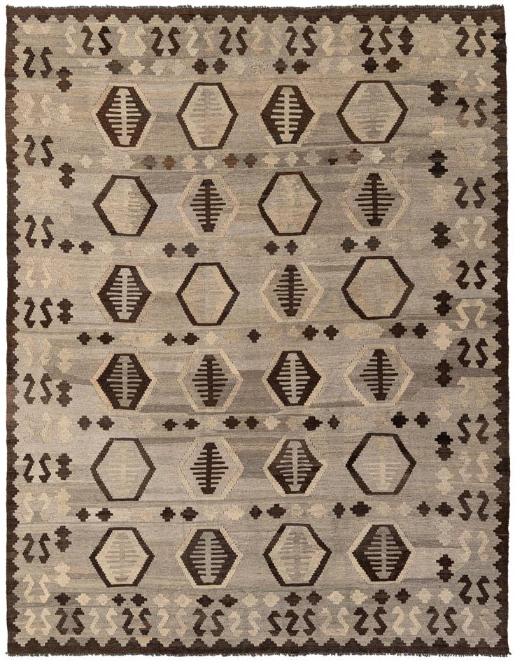 Detail image of 6' 10 x 9' 8 Hand Woven Kilim Maymana Wool Rug