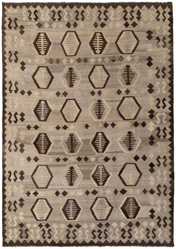 6' 10 x 9' 8 Hand Woven Kilim Maymana Wool Rug