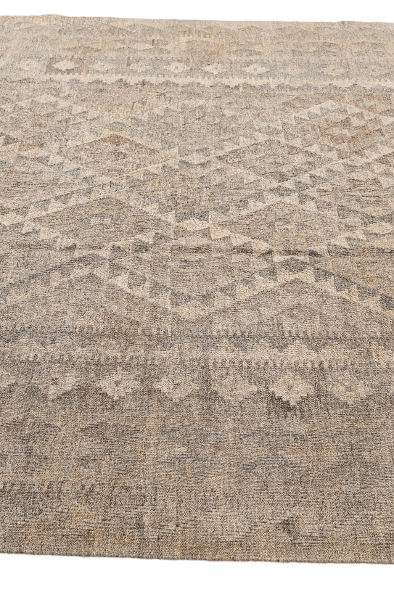 7' x 9' 11 Hand Woven Kilim Maymana Wool Rug