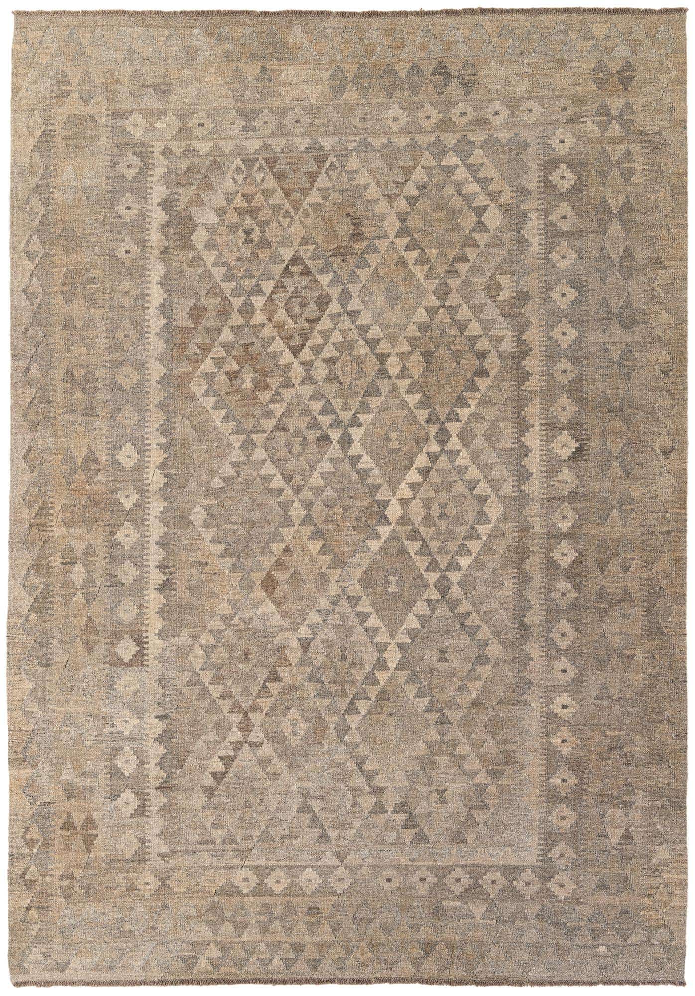 7' x 9' 11 Hand Woven Kilim Maymana Wool Rug