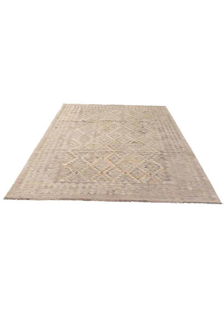 6' 10 x 9' 11 Hand Woven Kilim Maymana Wool Rug