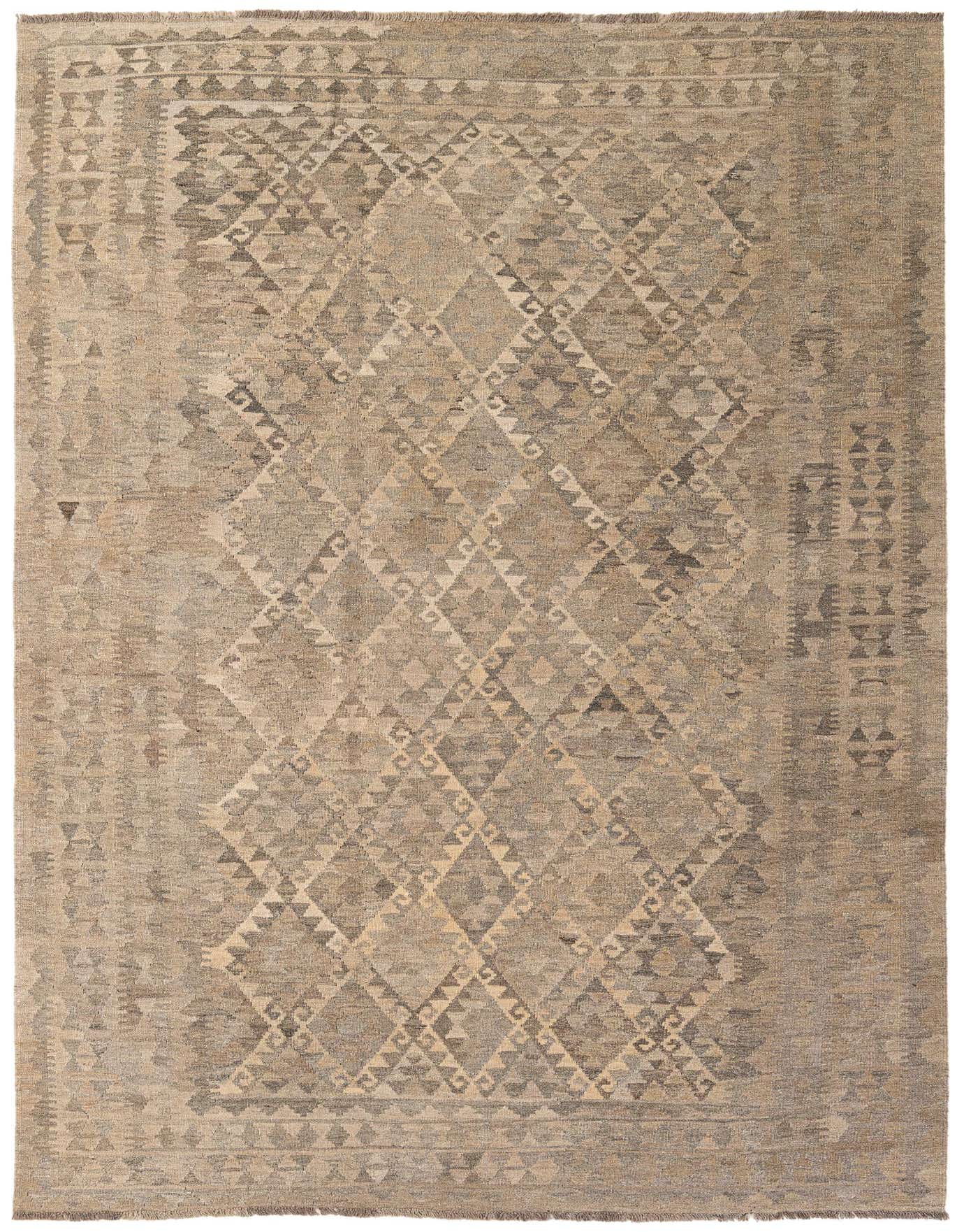 6' 10 x 9' 11 Hand Woven Kilim Maymana Wool Rug