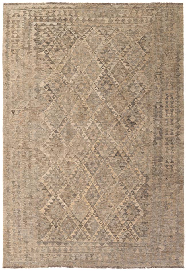 Detail image of 6' 10 x 9' 11 Hand Woven Kilim Maymana Wool Rug