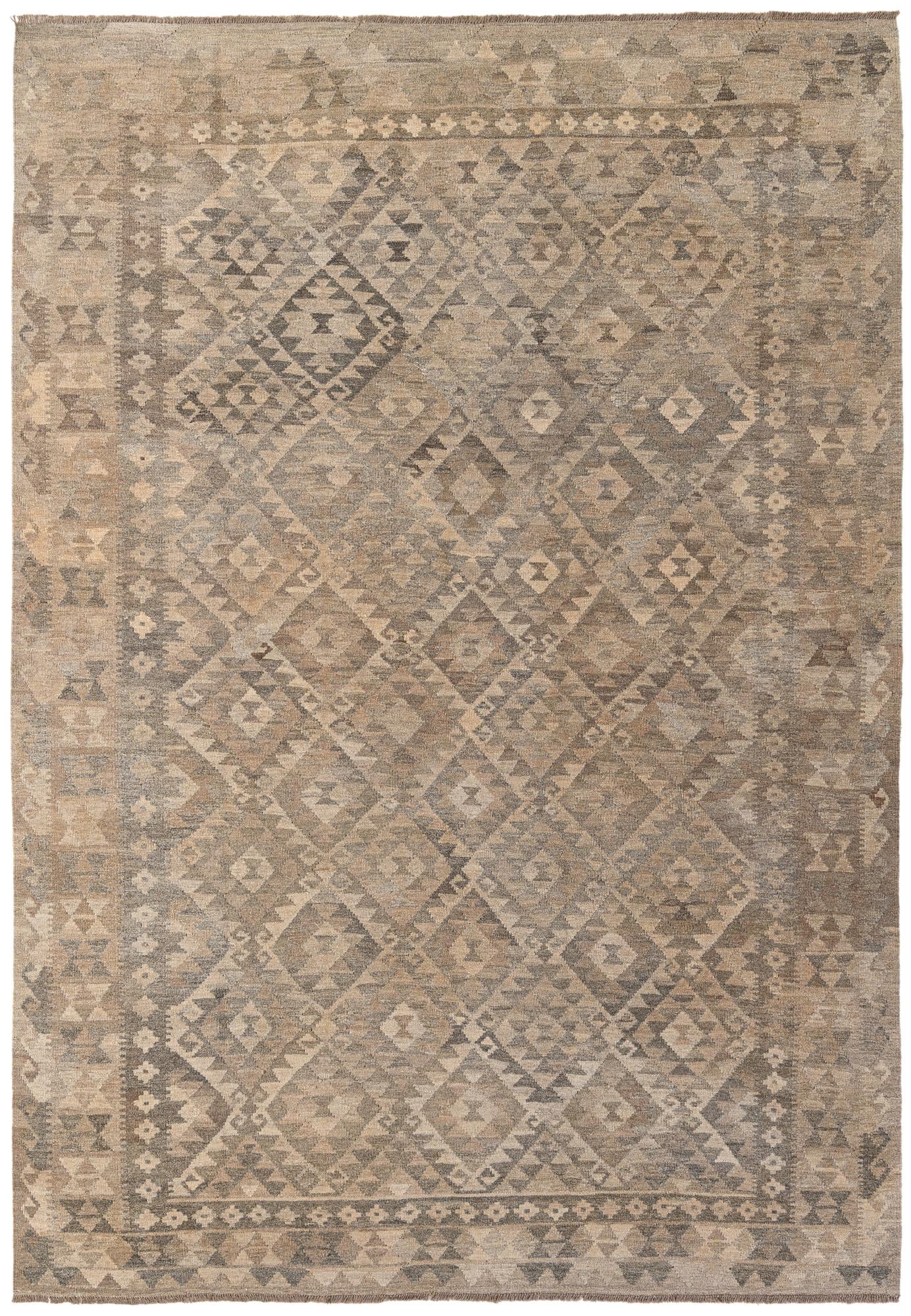 6' 10 x 9' 10 Hand Woven Kilim Maymana Wool Rug