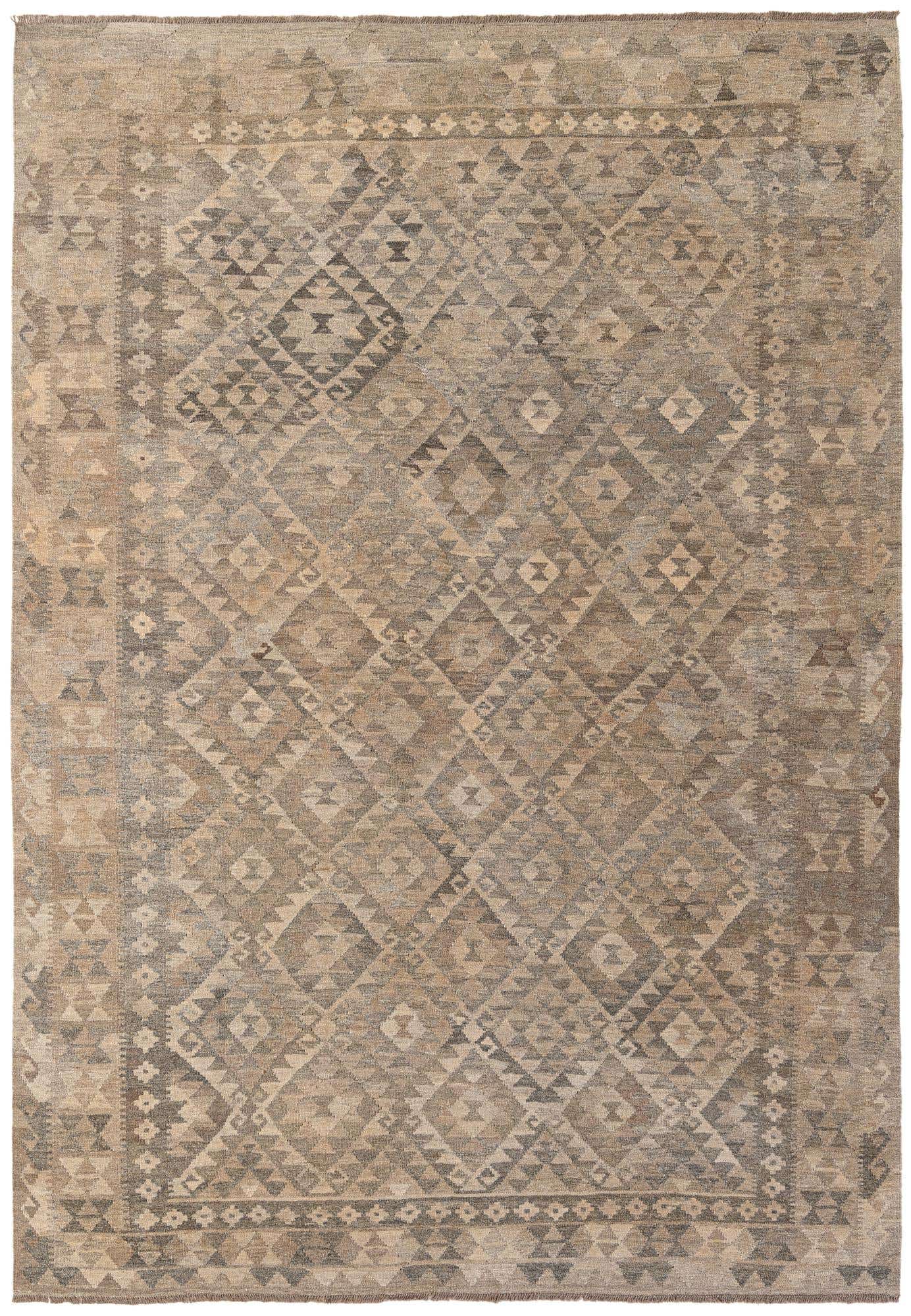 6' 10 x 9' 10 Hand Woven Kilim Maymana Wool Rug