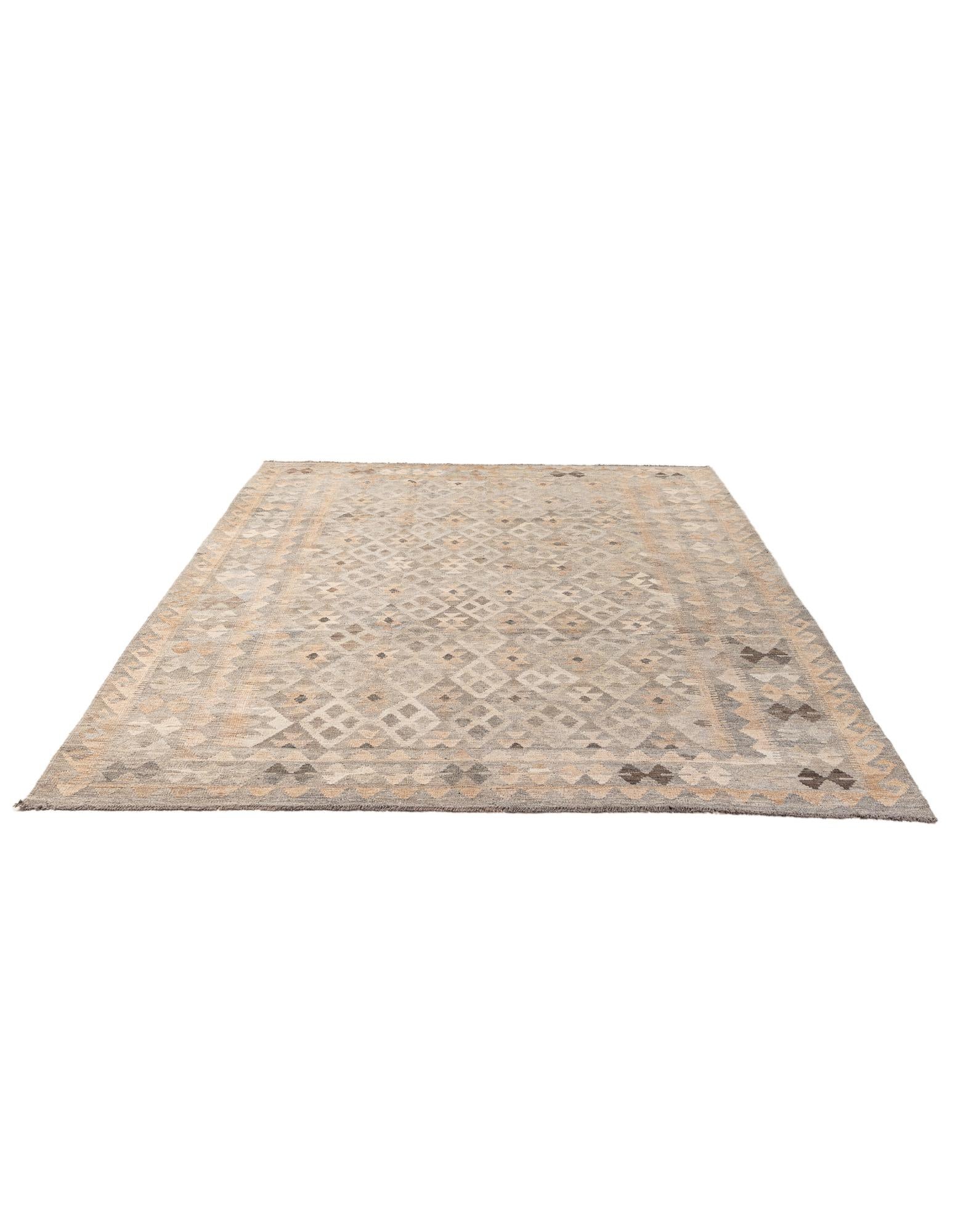 7' x 9' 9 Hand Woven Kilim Maymana Wool Rug