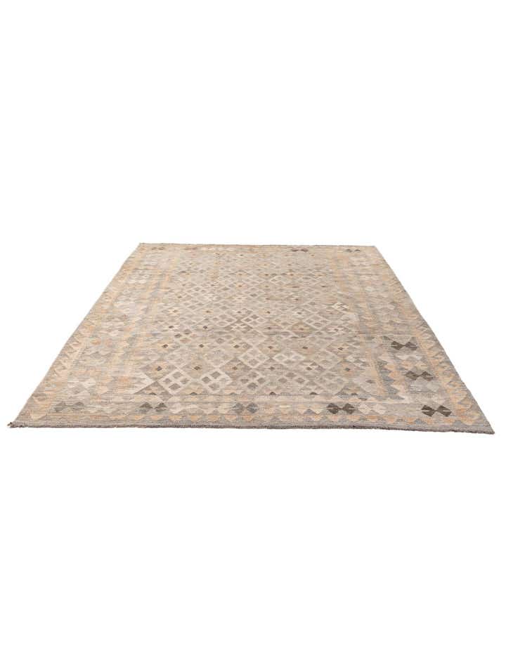 7' x 9' 9 Hand Woven Kilim Maymana Wool Rug