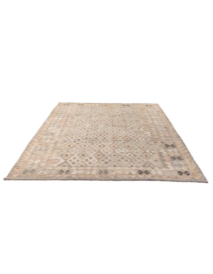 Detail image of 7' x 9' 9 Hand Woven Kilim Maymana Wool Rug