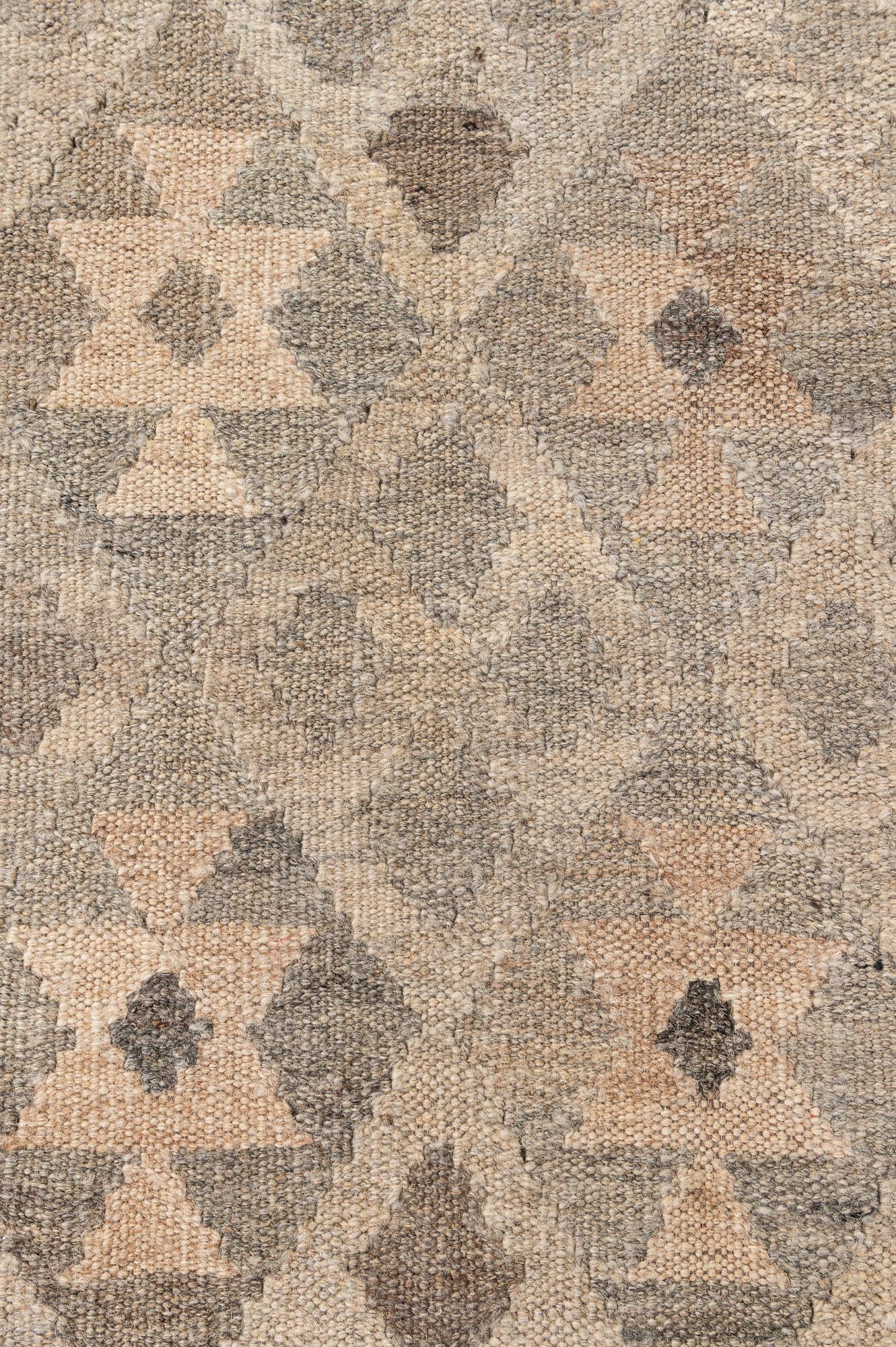 7' x 9' 9 Hand Woven Kilim Maymana Wool Rug