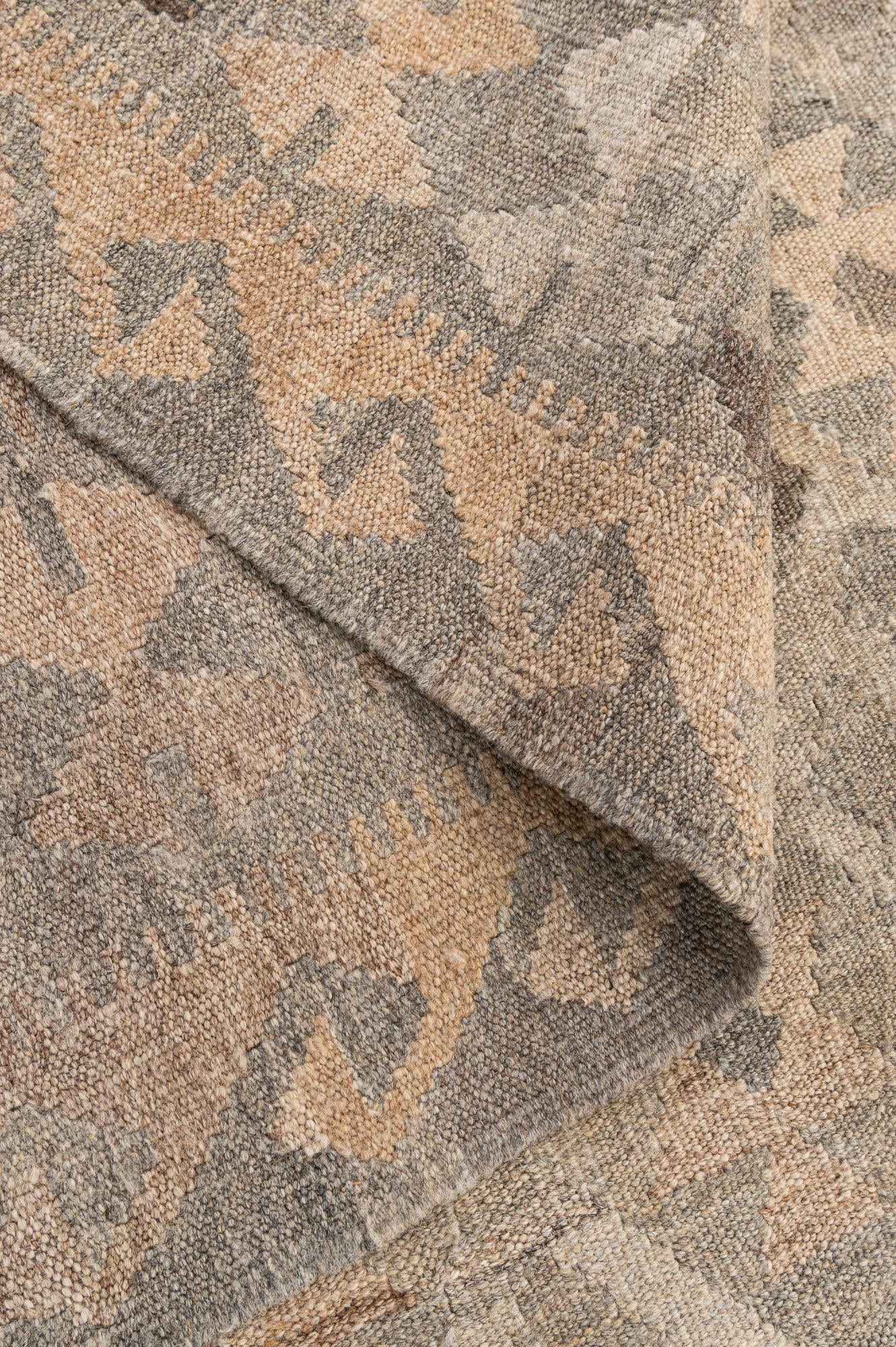 7' x 9' 9 Hand Woven Kilim Maymana Wool Rug