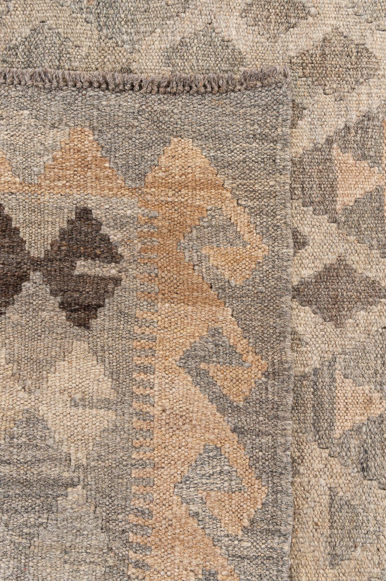 7' x 9' 9 Hand Woven Kilim Maymana Wool Rug