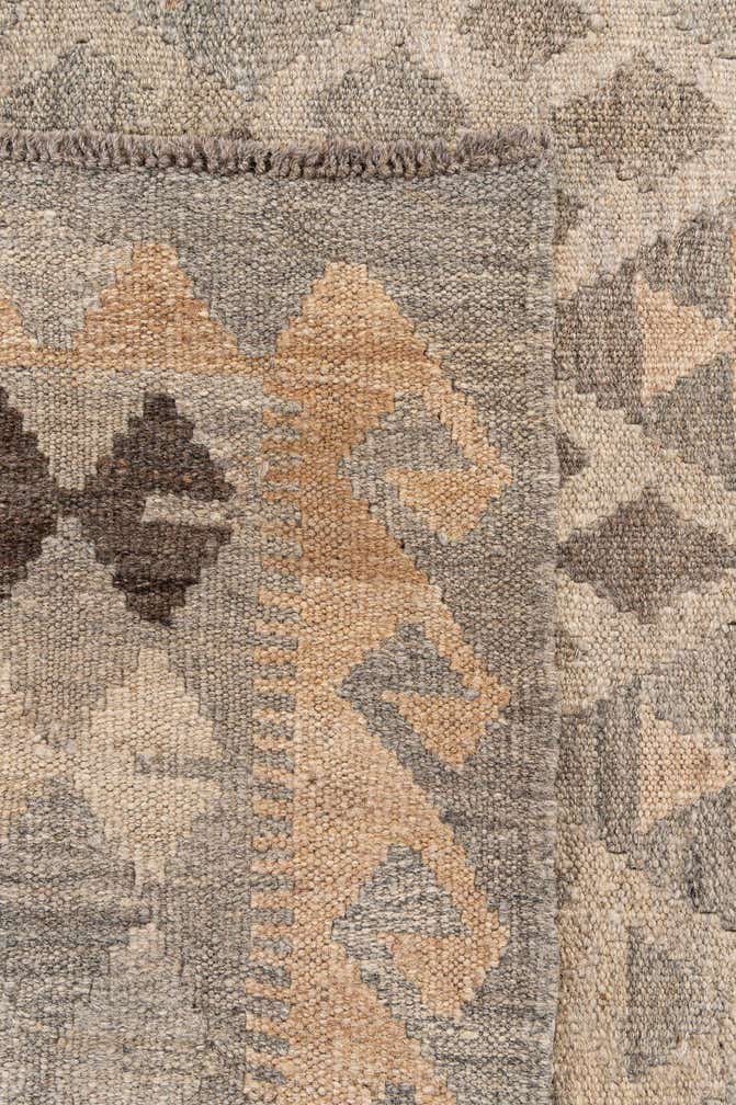 7' x 9' 9 Hand Woven Kilim Maymana Wool Rug