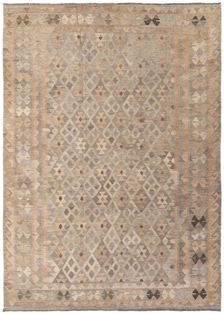 7' x 9' 9 Hand Woven Kilim Maymana Wool Rug