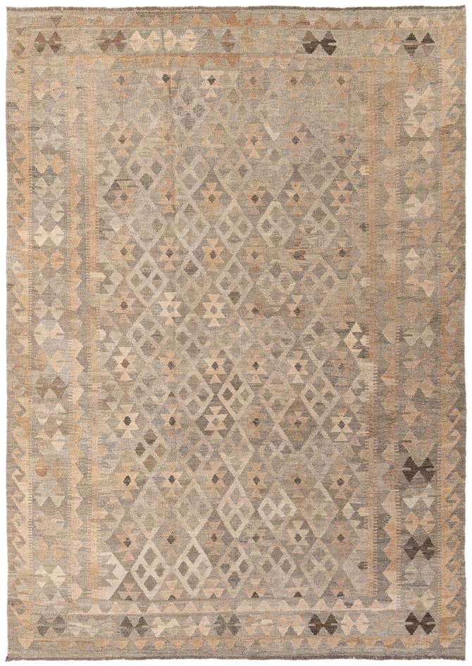 Detail image of 7' x 9' 9 Hand Woven Kilim Maymana Wool Rug