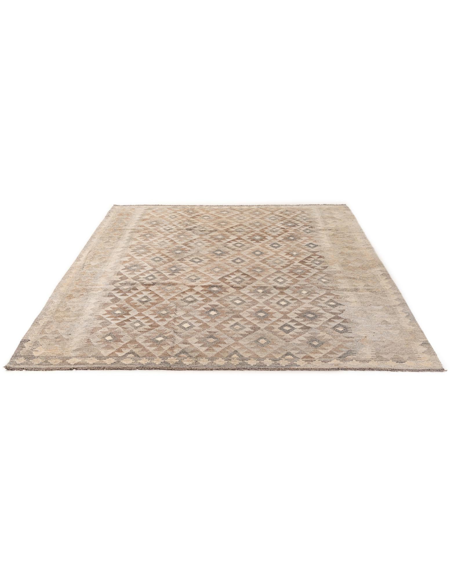 7' x 9' 9 Hand Woven Kilim Maymana Wool Rug