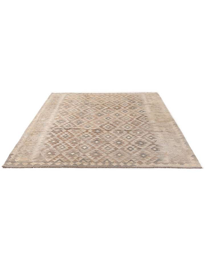 7' x 9' 9 Hand Woven Kilim Maymana Wool Rug