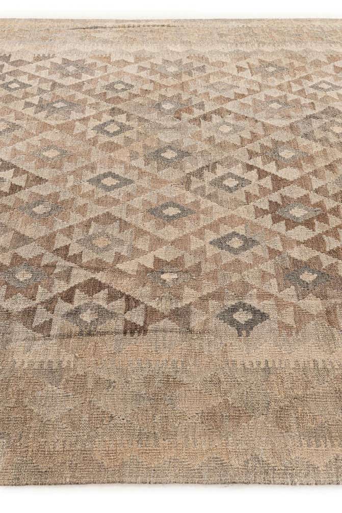 7' x 9' 9 Hand Woven Kilim Maymana Wool Rug