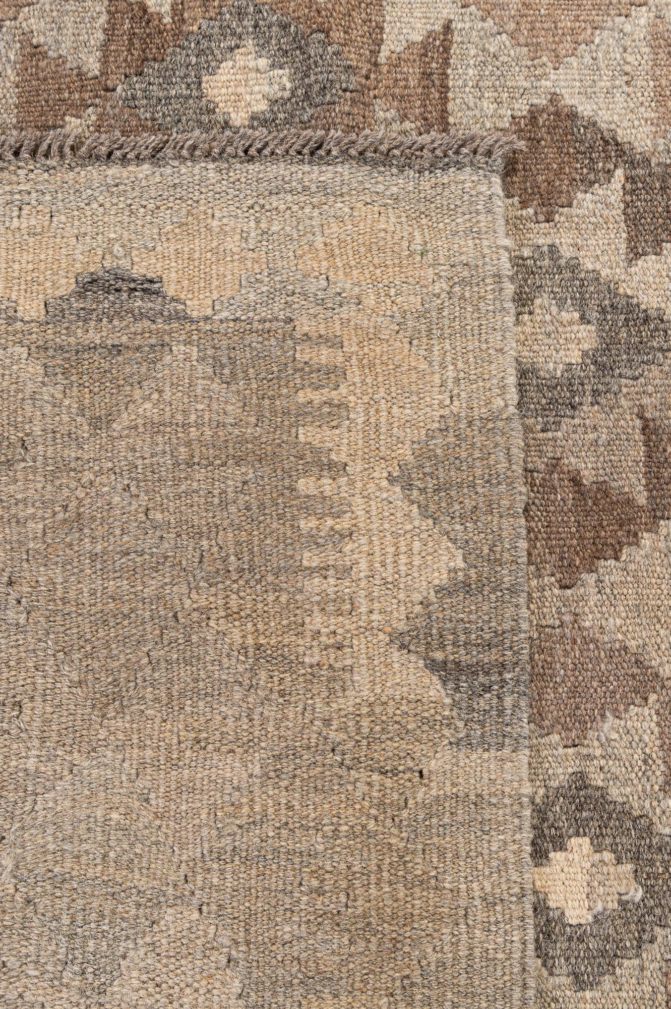 7' x 9' 9 Hand Woven Kilim Maymana Wool Rug