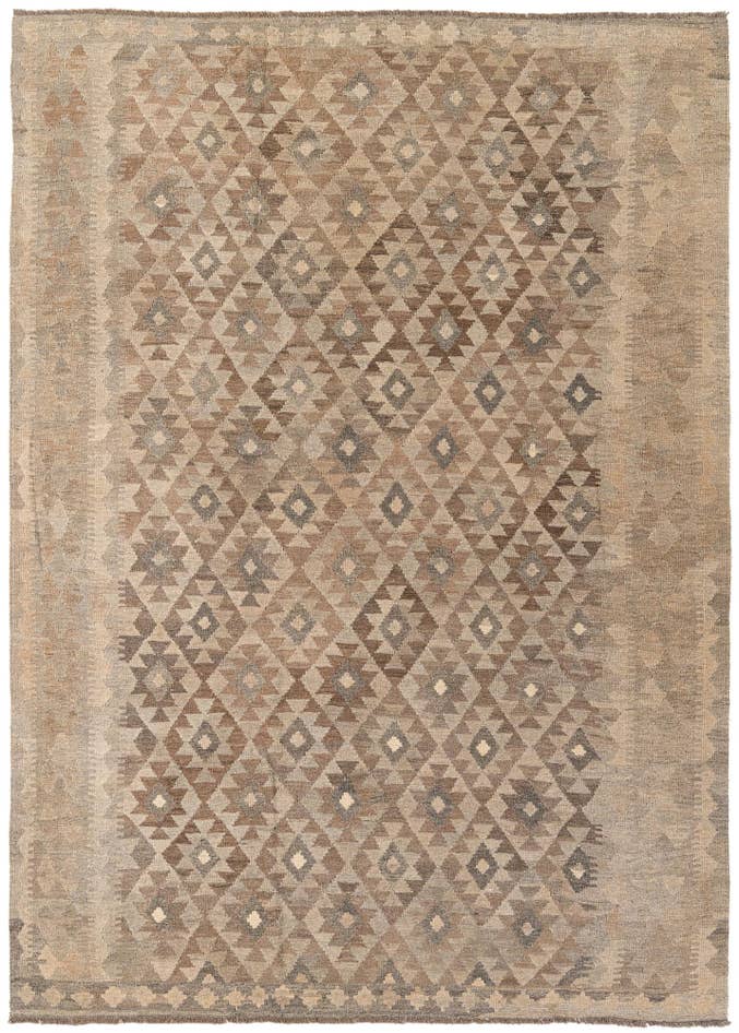 Detail image of 7' x 9' 9 Hand Woven Kilim Maymana Wool Rug